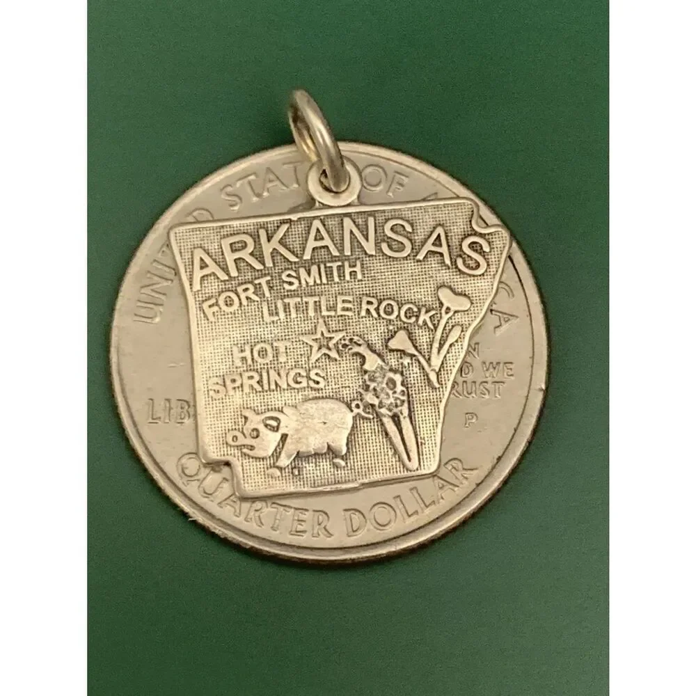 .925 Arkansas State Sterling Silver Jewelry Charm #travel #Little Rock